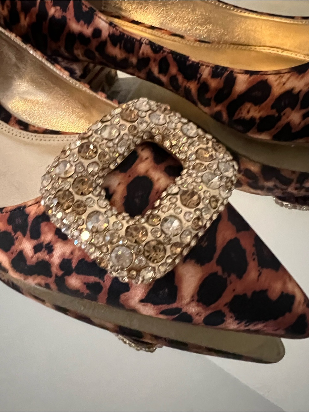 New Dune London Leopard Print Pointed Toe Flats with Crystal Buckle Size 40/US10 - Picture 5 of 6